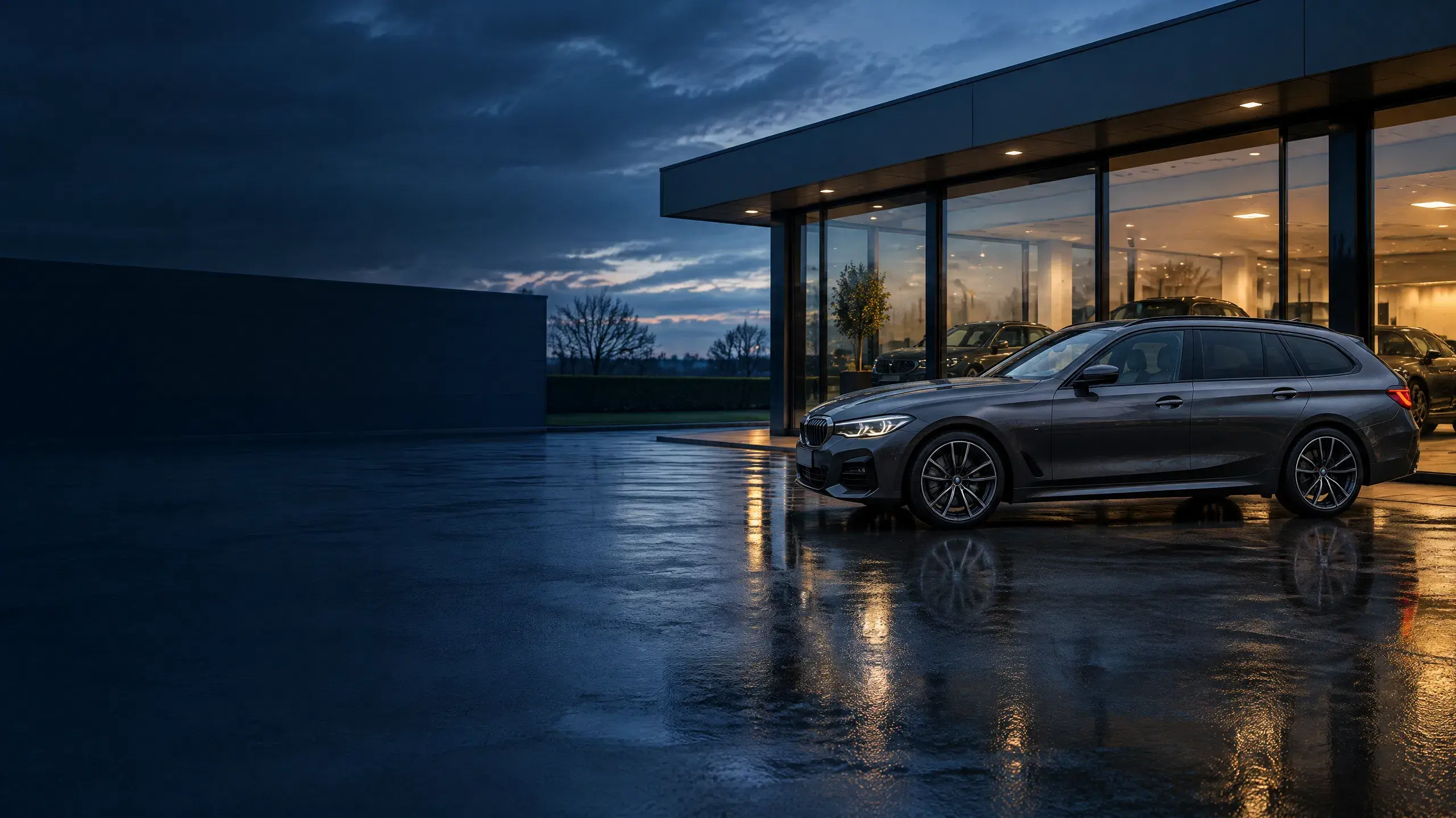 Image of a car outside a dealership