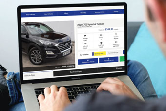 Customer looking at a car dealer website