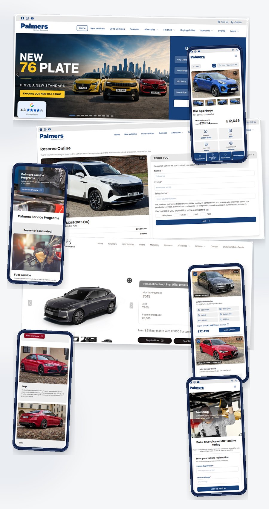 Palmers Motor Group website on desktop and mobile screens